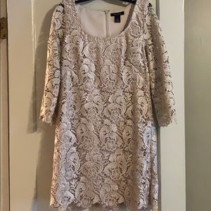 White House Black Market Beige Lace Dress